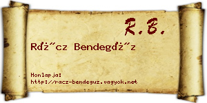 Rácz Bendegúz névjegykártya